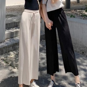 여성 통바지 슬림 스판 슬랙스 찰랑찰랑 밴딩팬츠