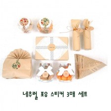 네추럴 포유 스티커 3매 세트 포장 용품 소품 스티커 인테리어 아기자기 홈인테리어